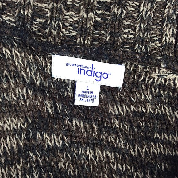 Great Northwest Indigo Cowl Neck Sweater Womens Size Large Brown - Picture 6 of 7